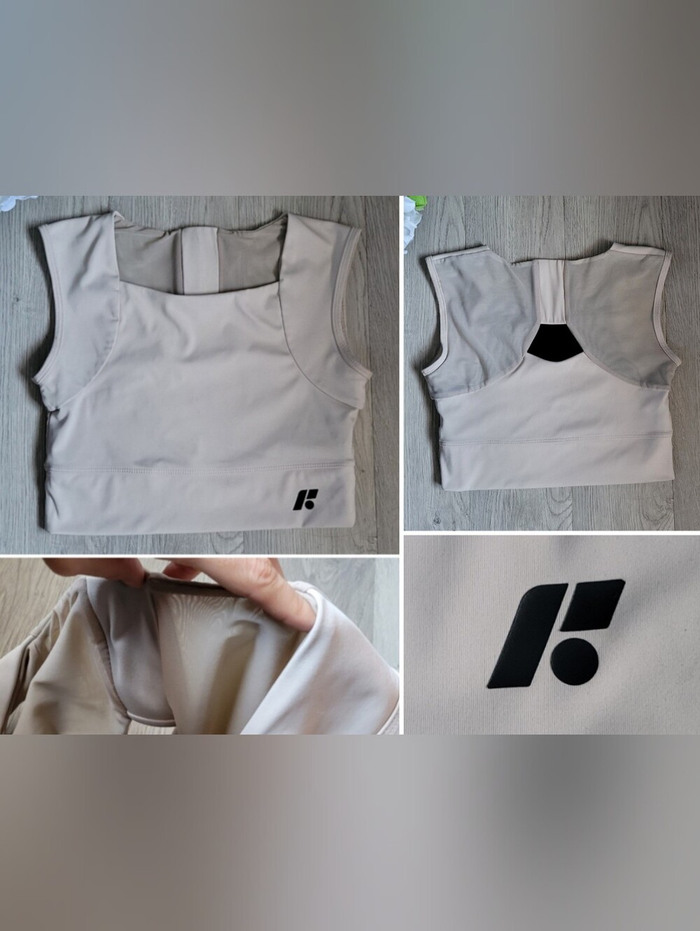 Forme Revive Posture Correcting Ecru Mesh & Keyhole Sports Bra, Women's Large